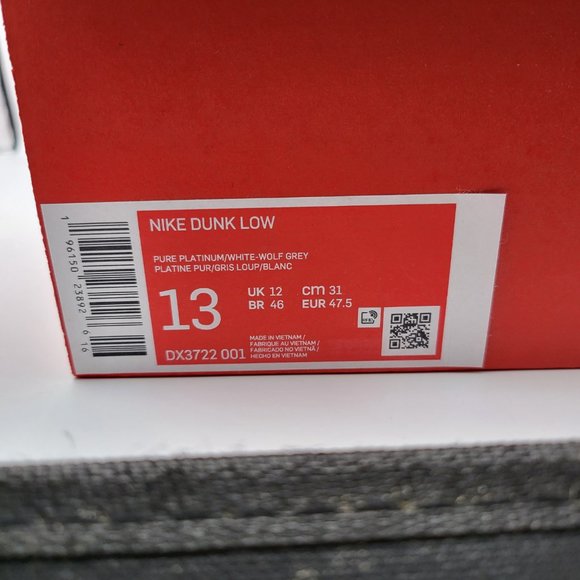 NEW Men's Sz 13 & 14 Nike Dunk Low "Wolf Grey Pure Platinum" Shoes - DX3722-001 - Picture 9 of 11
